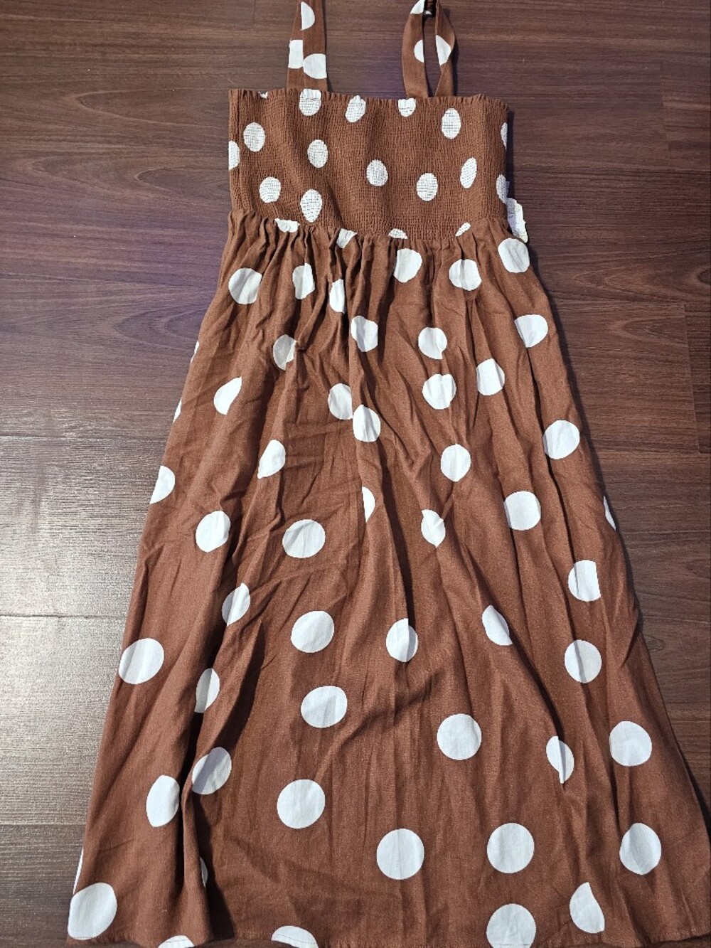 Altar'd State Brown and White Polka Dot Skater Dress